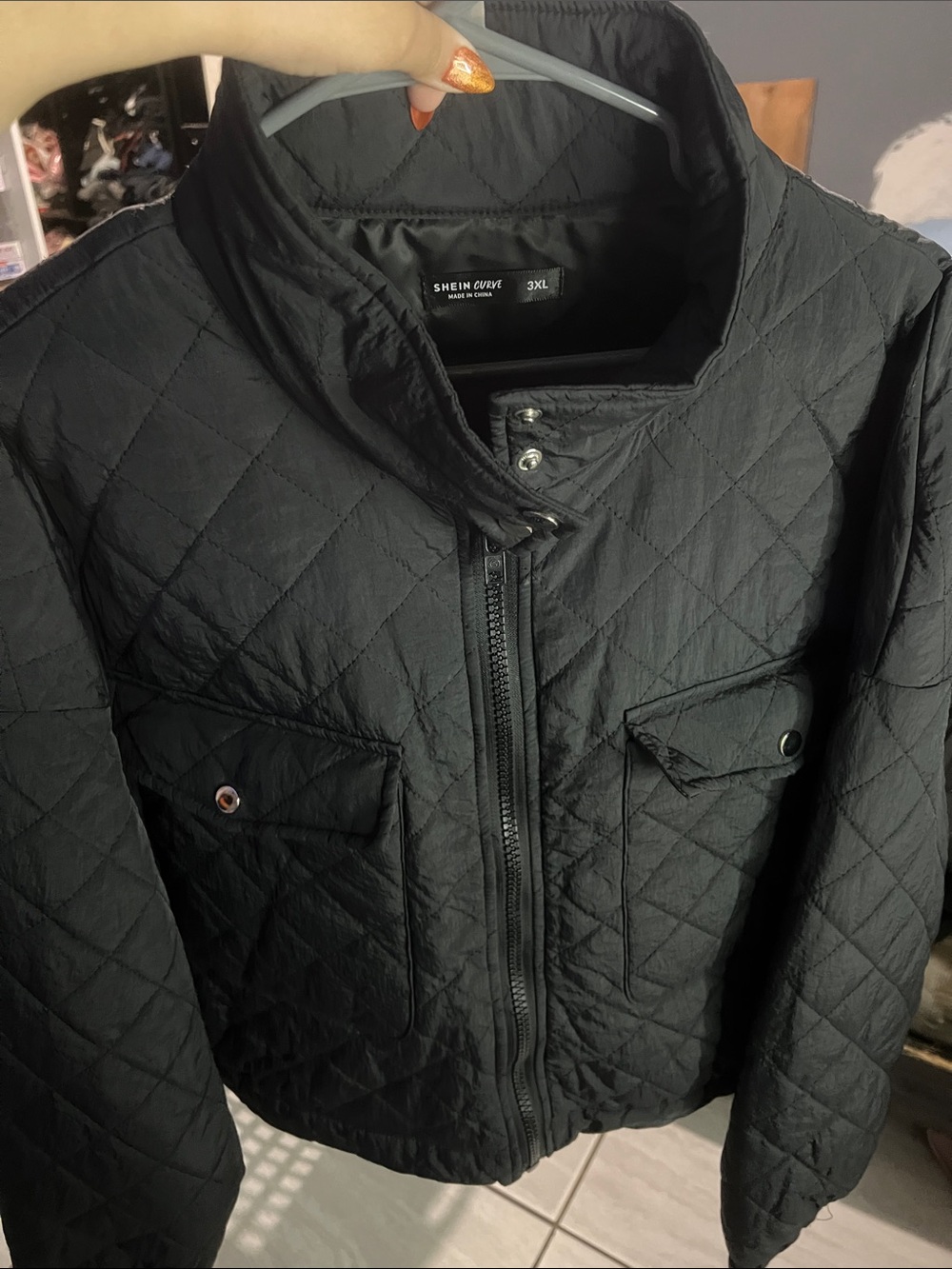 SHEIN Black Quilted Lightweight Women's Jacket